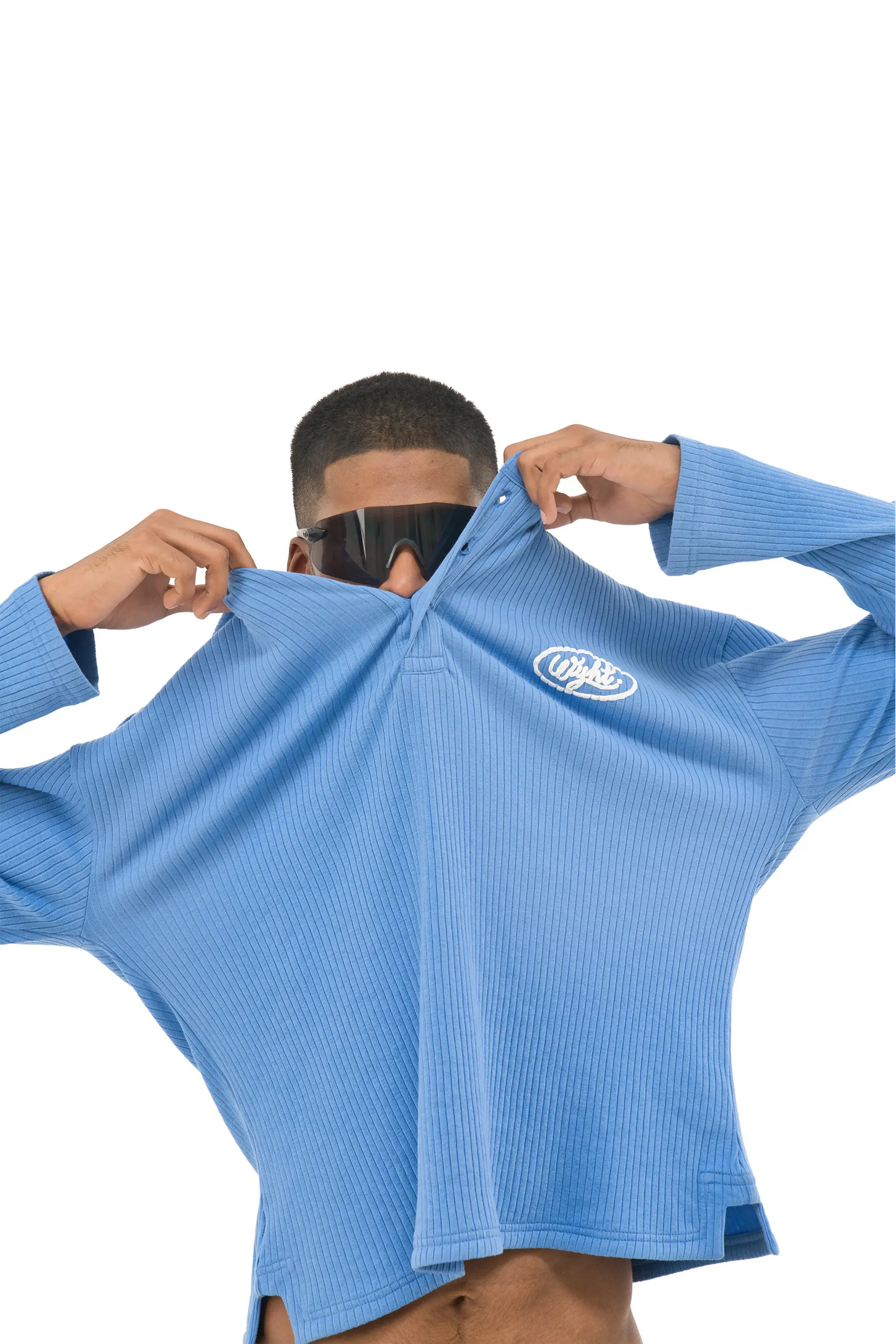 Blue Ribbed Henley