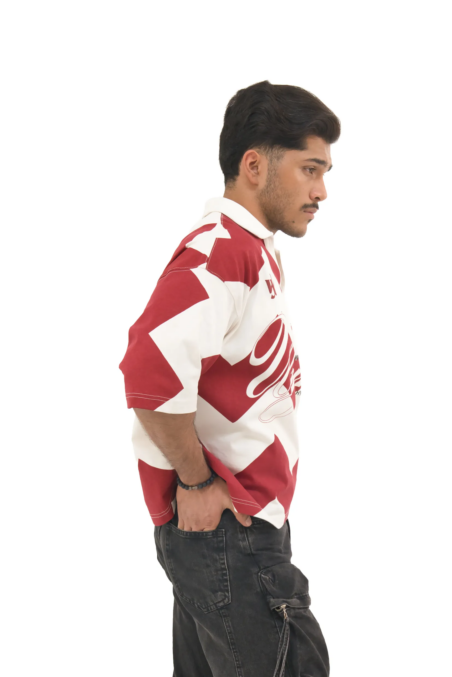Red & White Chevron Polo