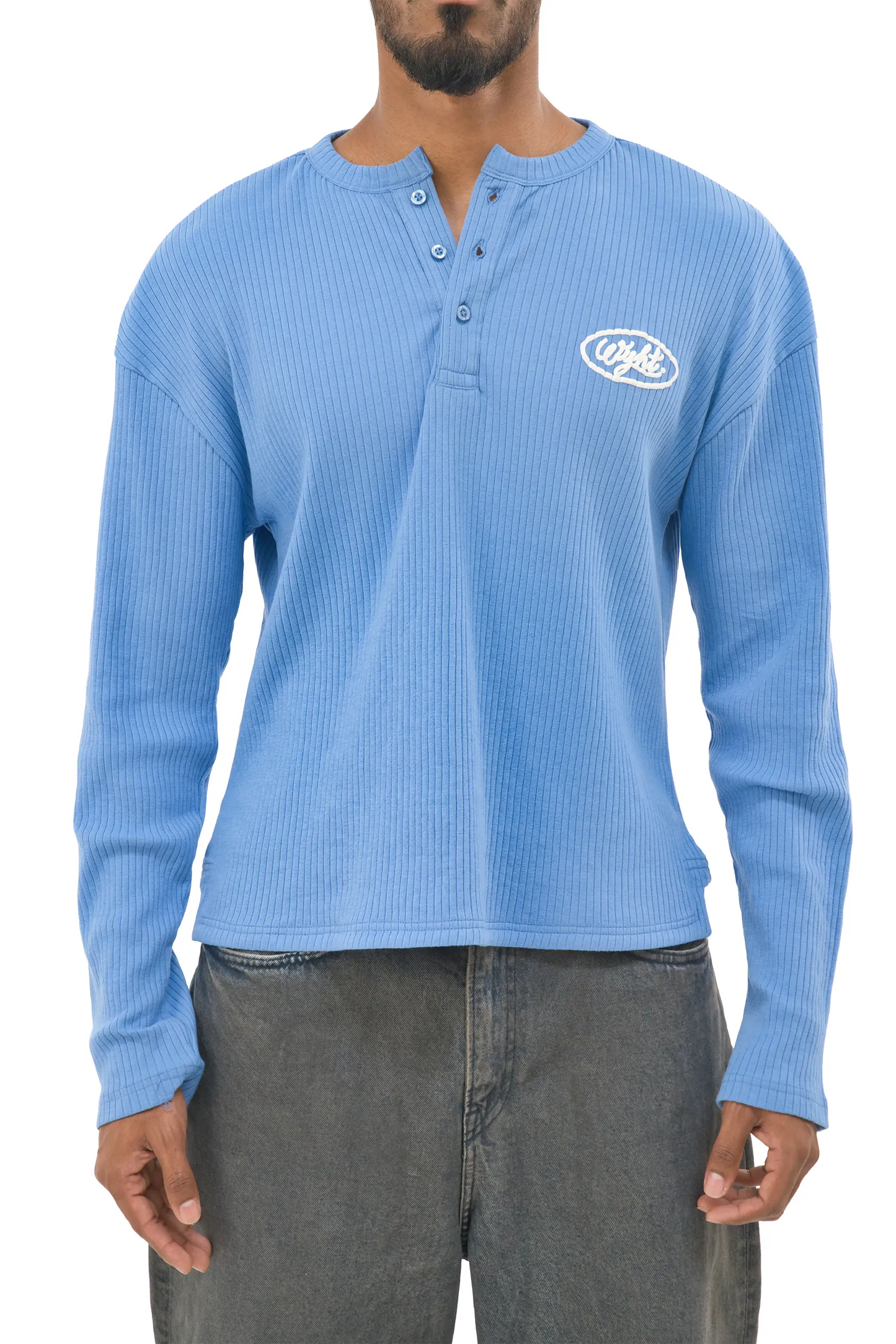 Blue Ribbed Henley
