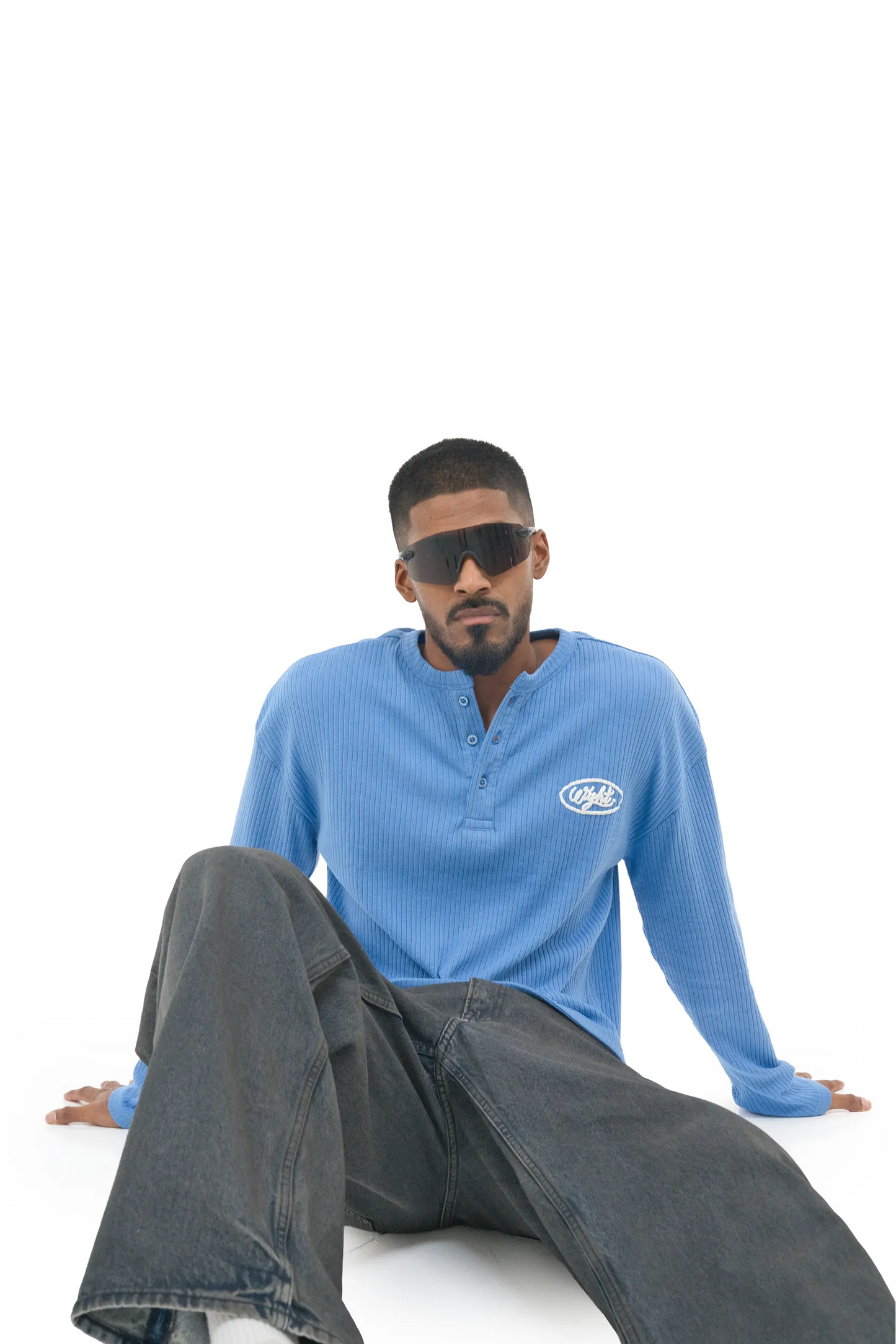 Blue Ribbed Henley