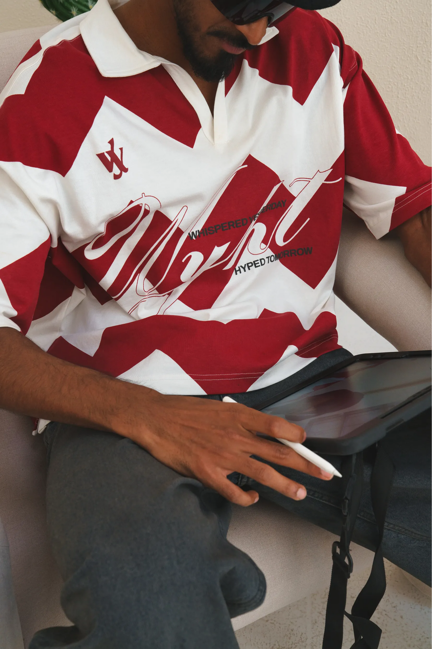 Red & White Chevron Polo